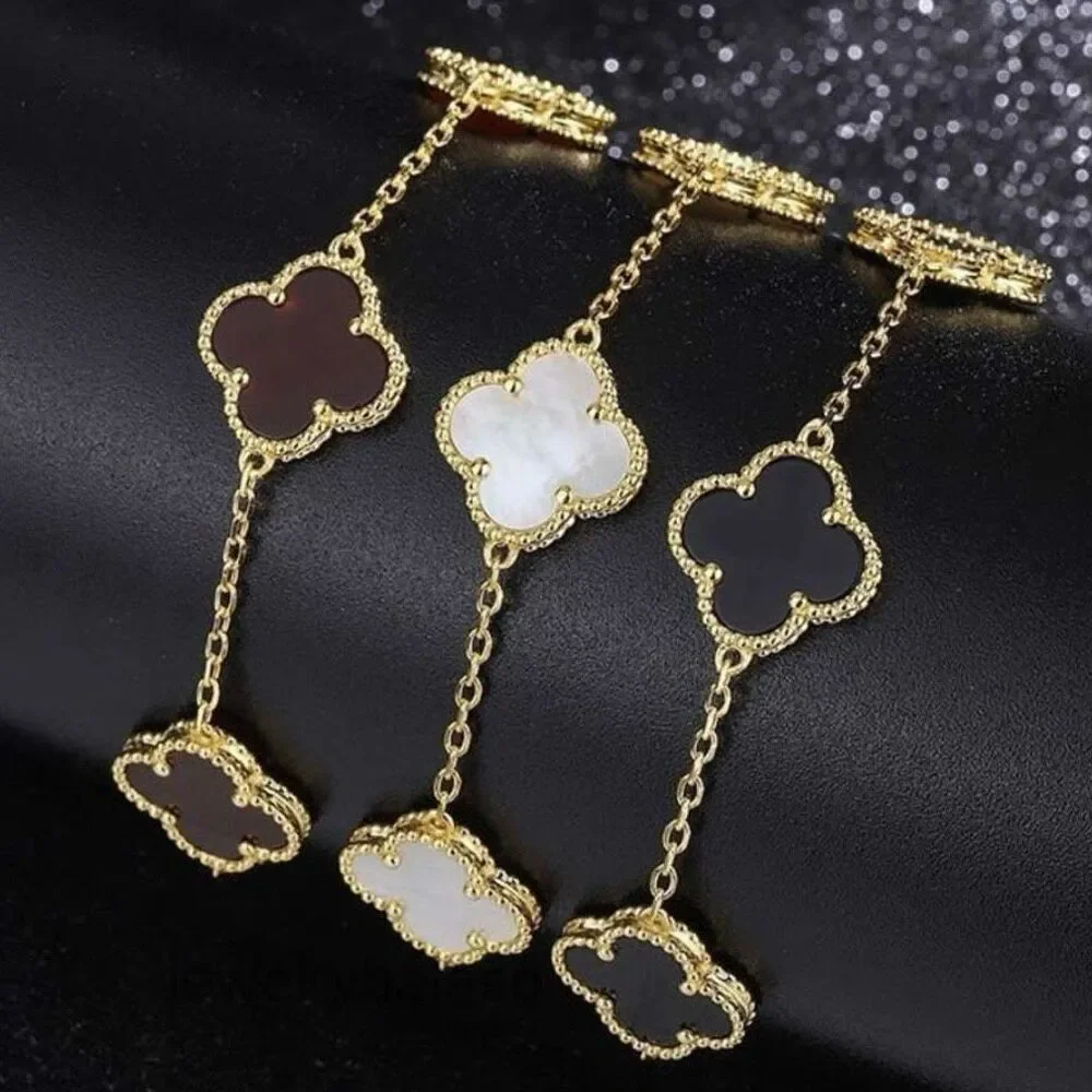 Gold Vermeil Black Onyx Clover Bracelet – Dainty Adjustable Chain, Lucky Charm